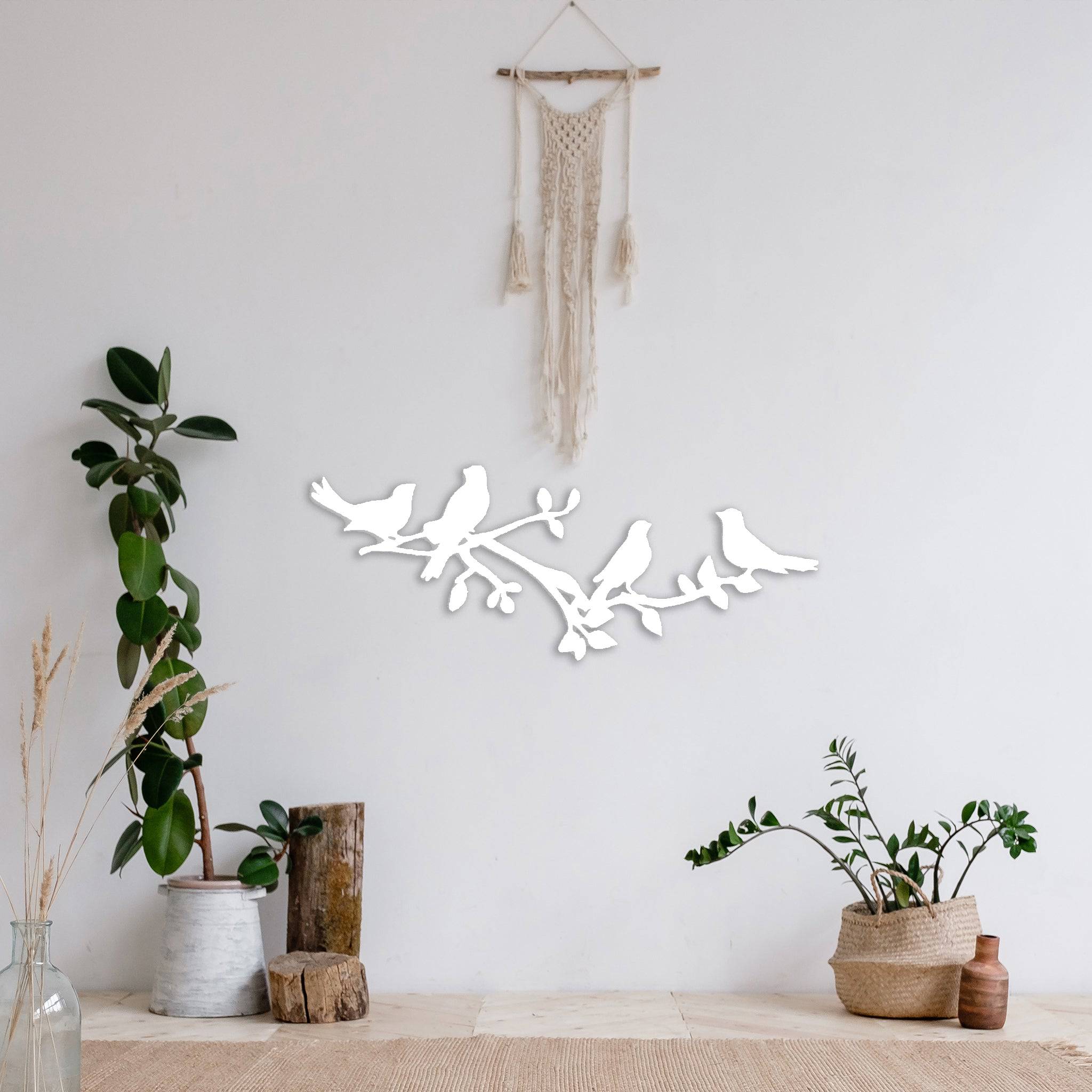 Birds On A Tree Branch - Metal Wall Art