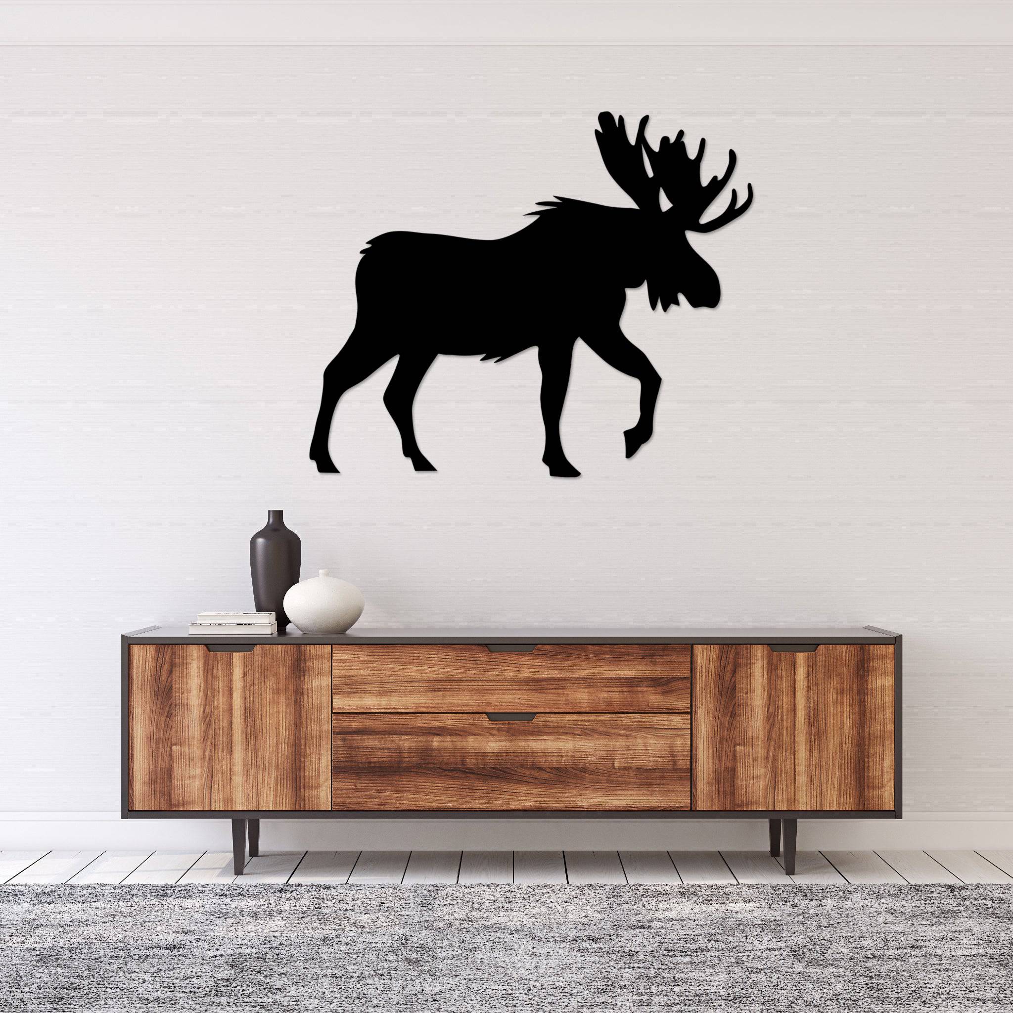 Crossing Moose - Metal Wall Art