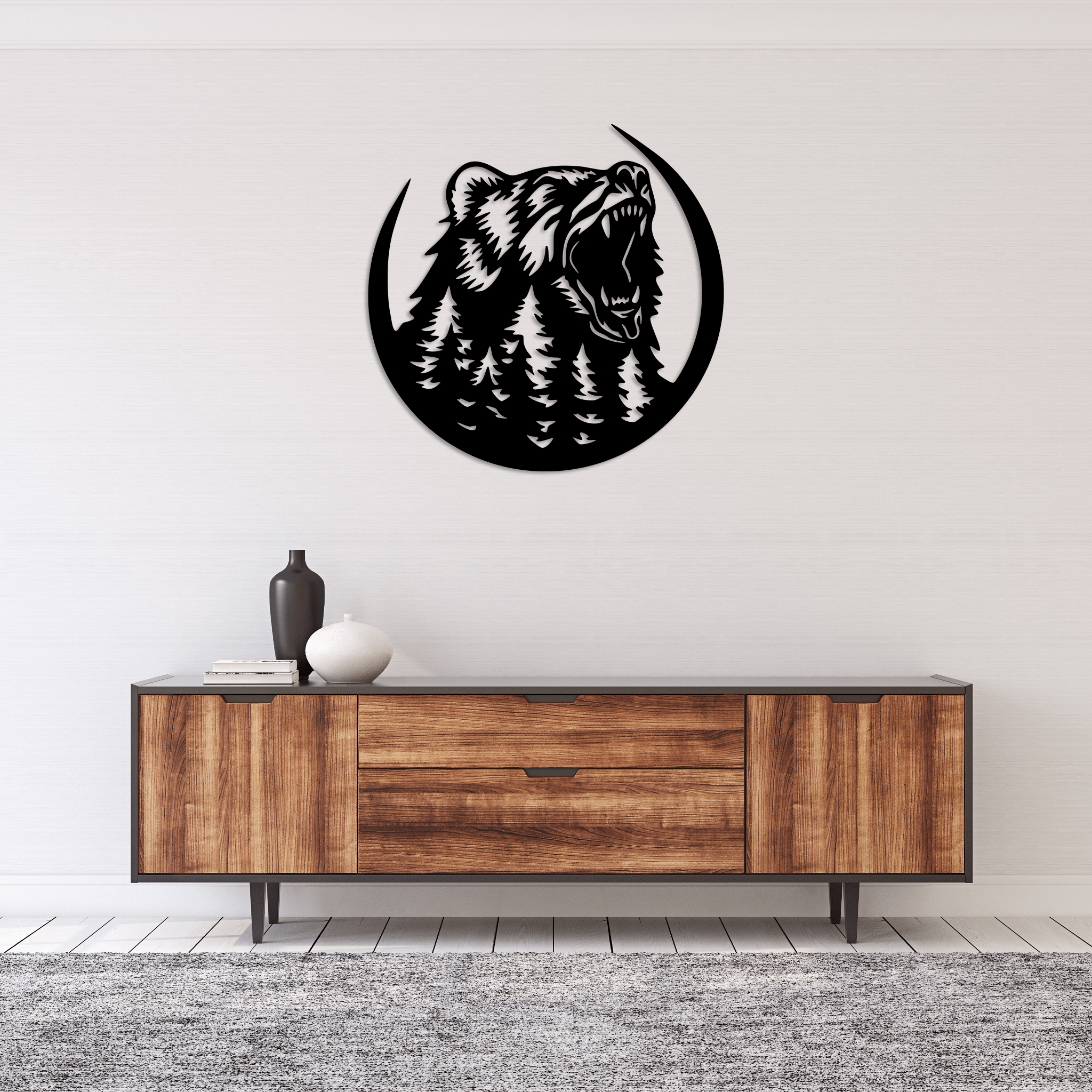 Growling Bear - Metal Wall Art