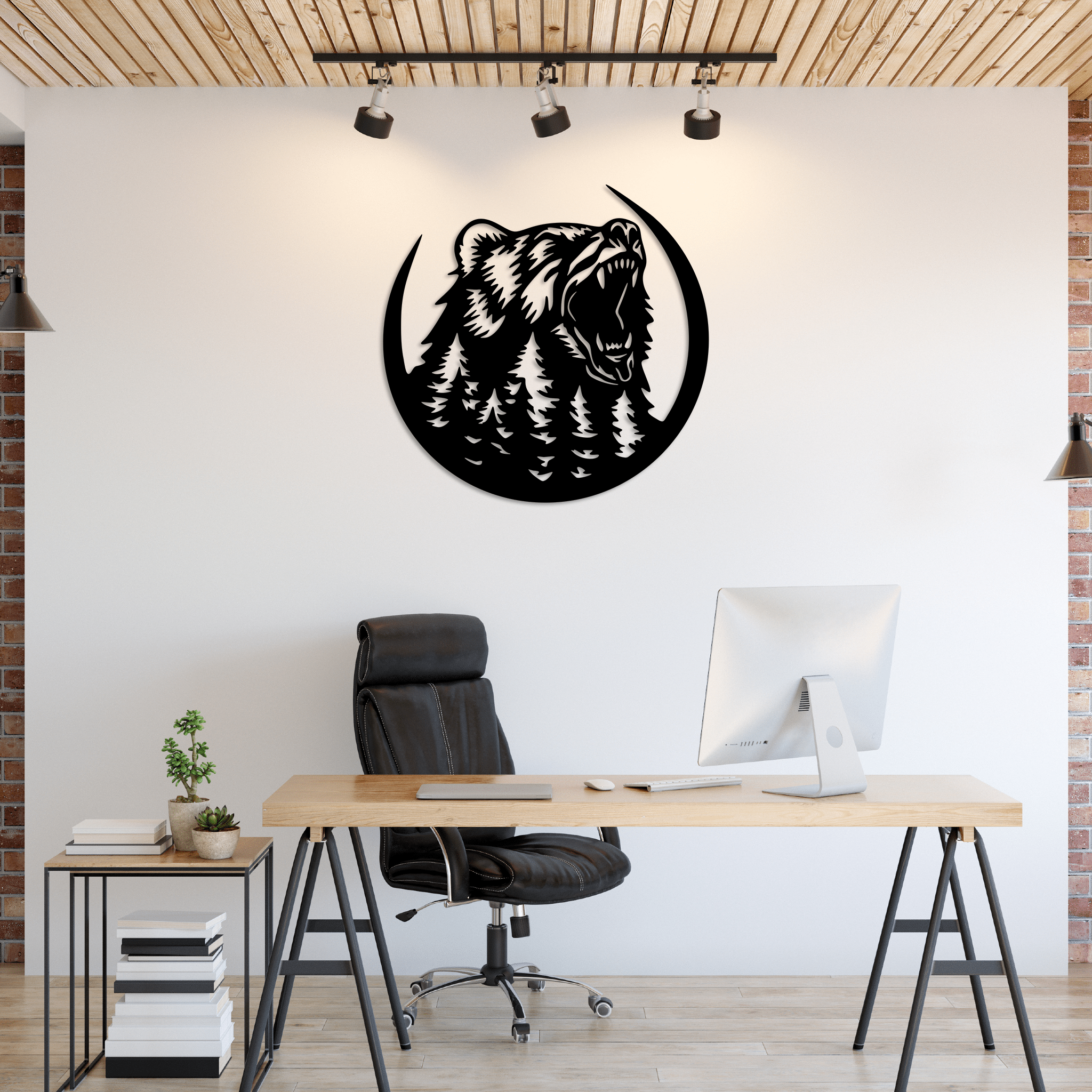 Growling Bear - Metal Wall Art