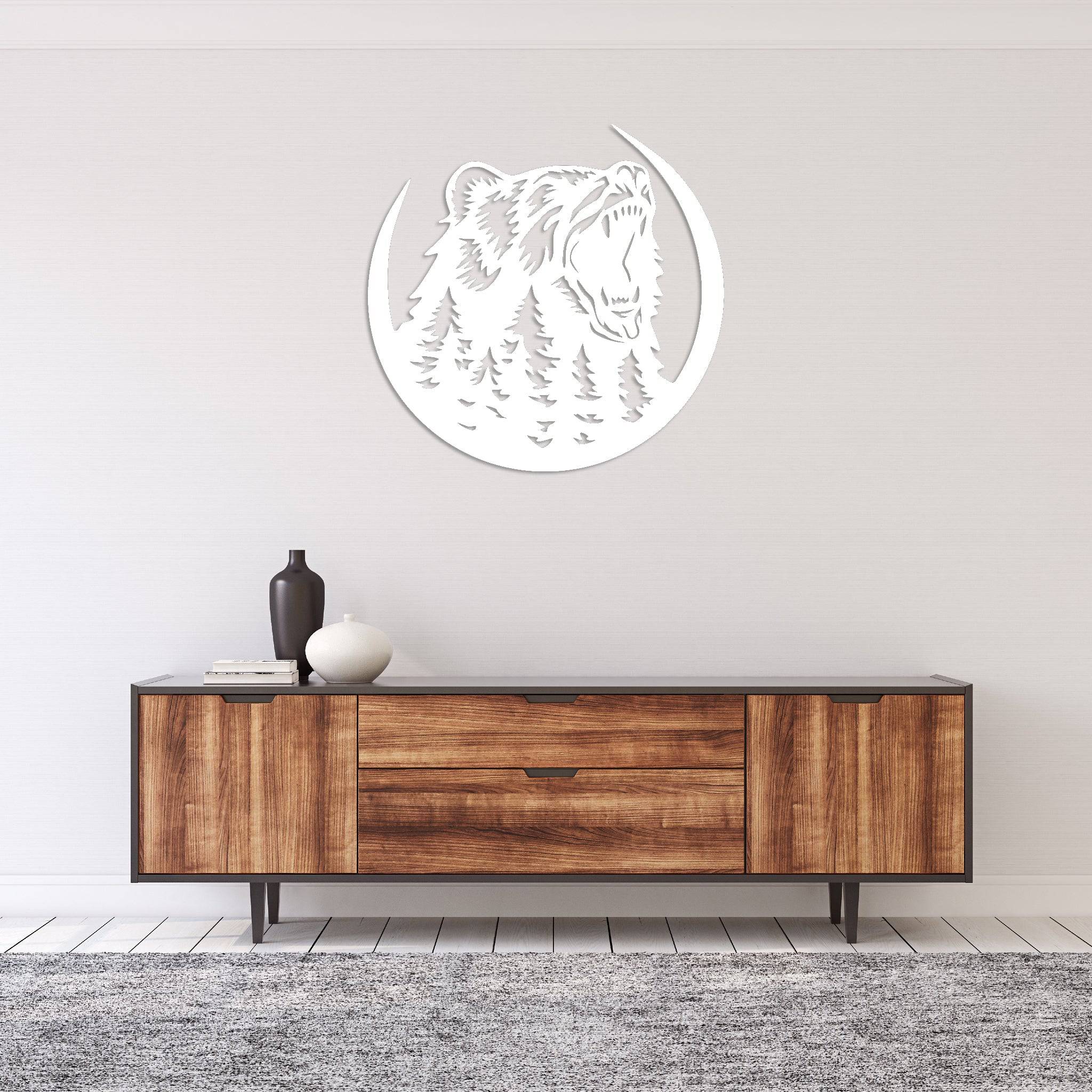 Growling Bear - Metal Wall Art