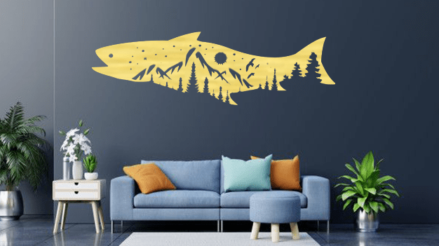 Salmon Fish Design - Metal Wall Art