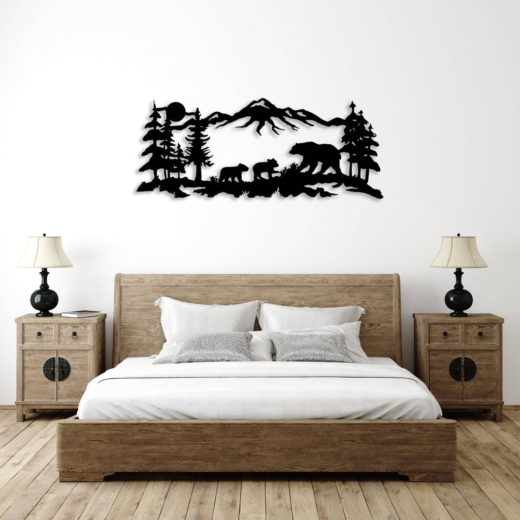 Mountain Bear Family - Metal Wall Art