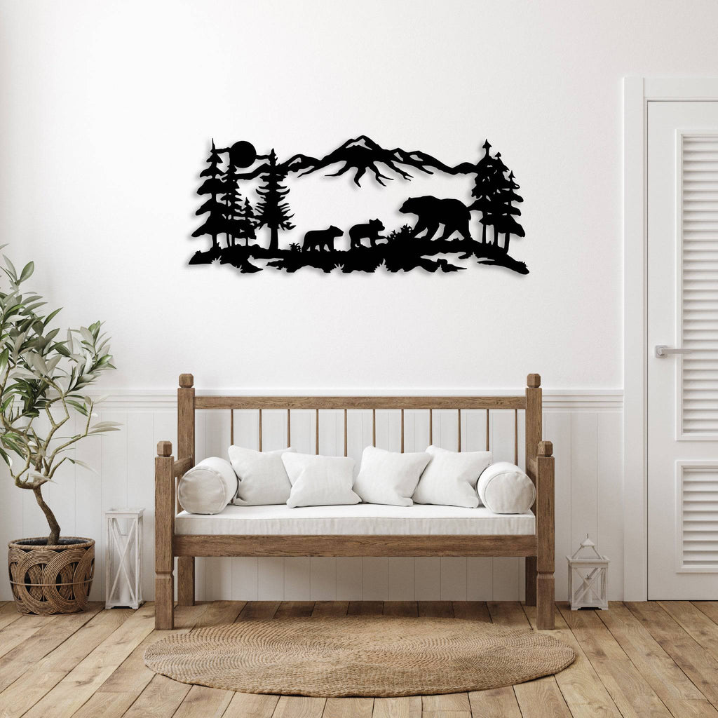 Mountain Bear Family - Metal Wall Art