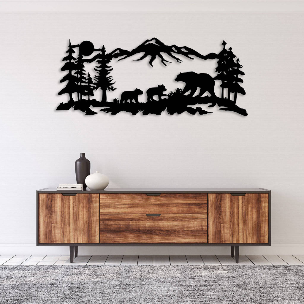 Mountain Bear Family - Metal Wall Art