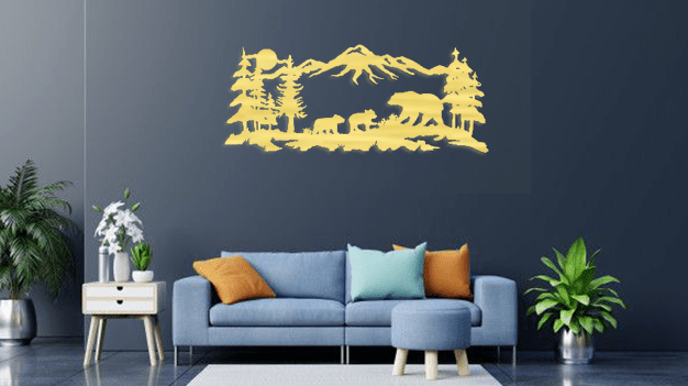 Mountain Bear Family - Metal Wall Art