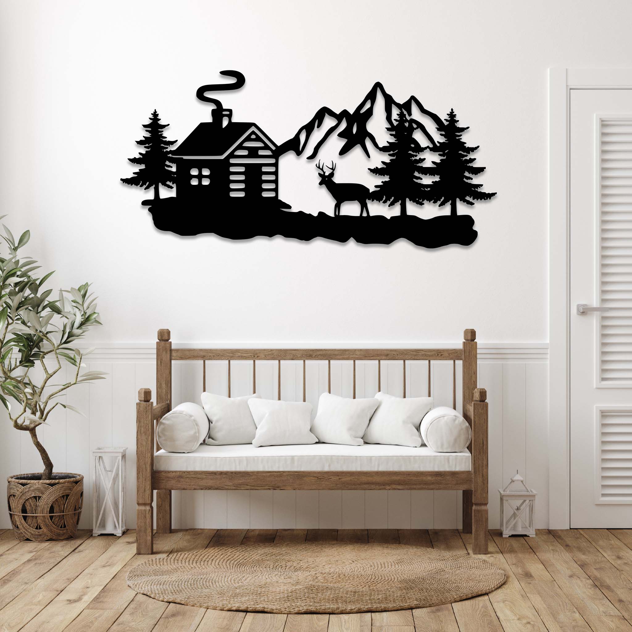 Deer Cabin - Metal Wall Art