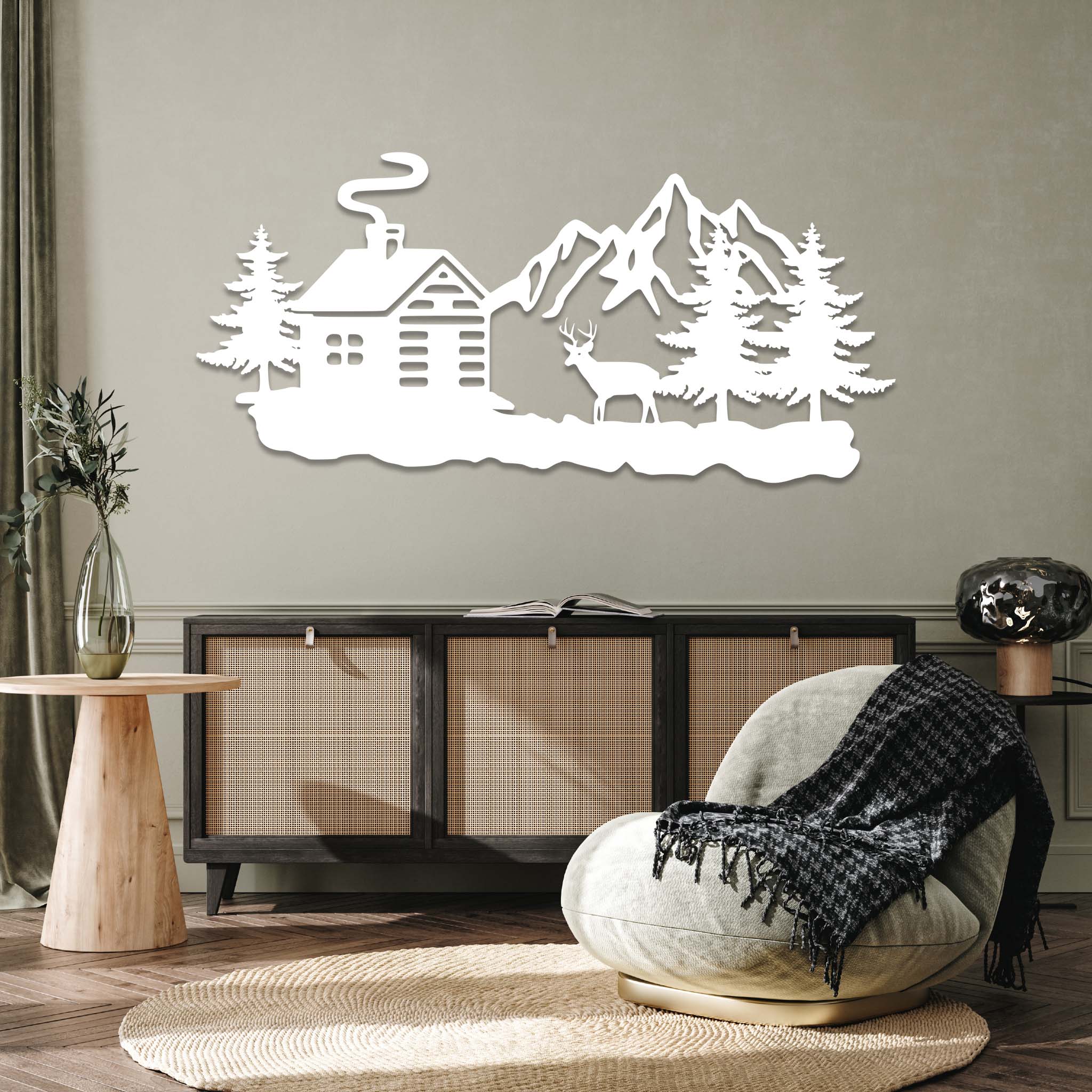 Deer Cabin - Metal Wall Art