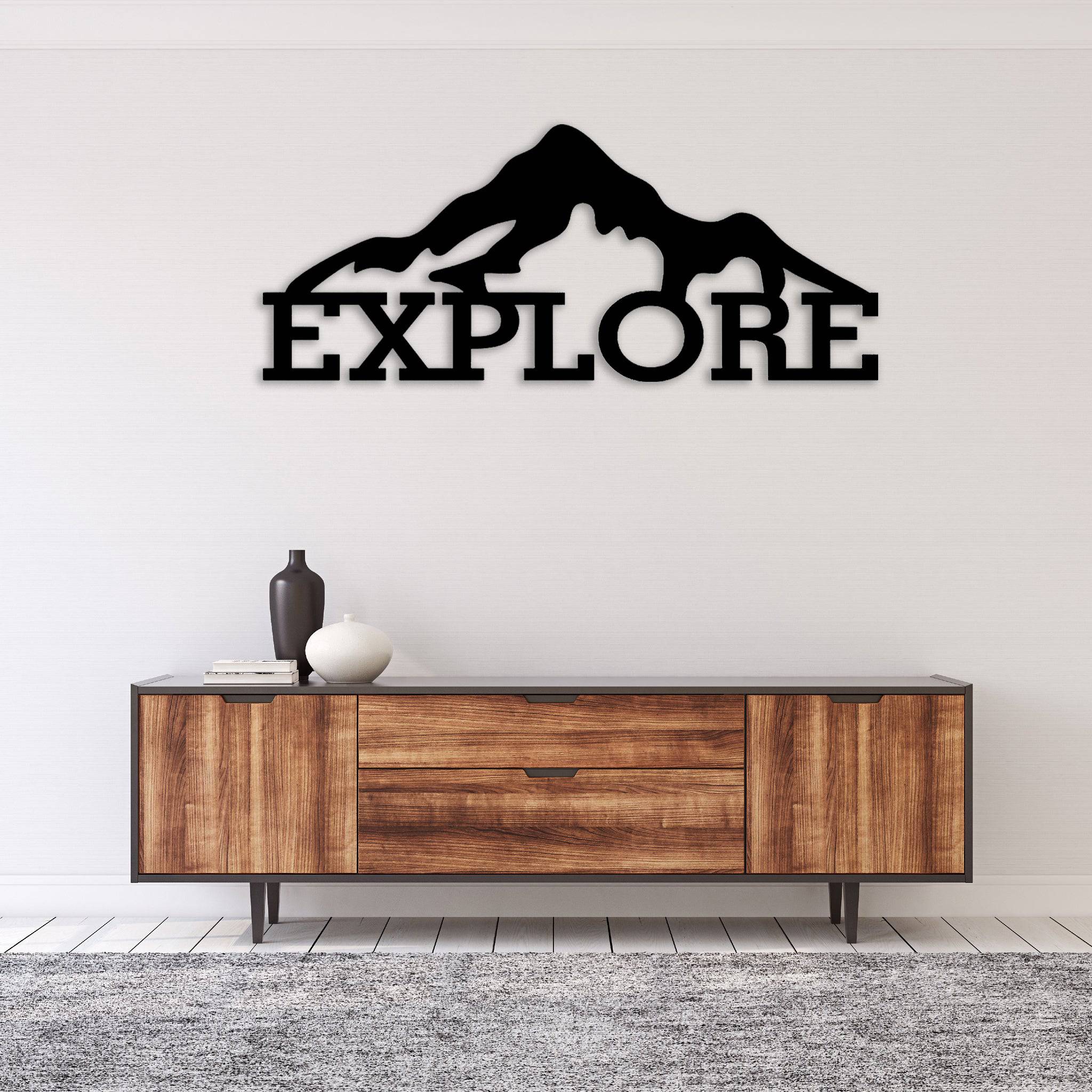 Explore Mountains - Metal Wall Art