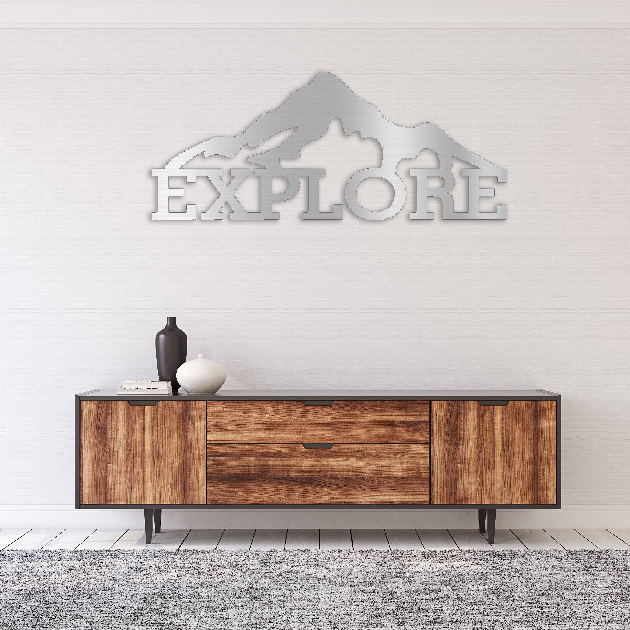 Explore Mountains - Metal Wall Art