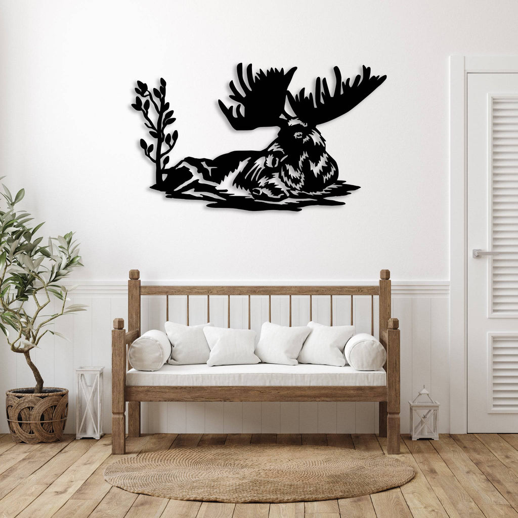 Laying Moose - Metal Wall Art