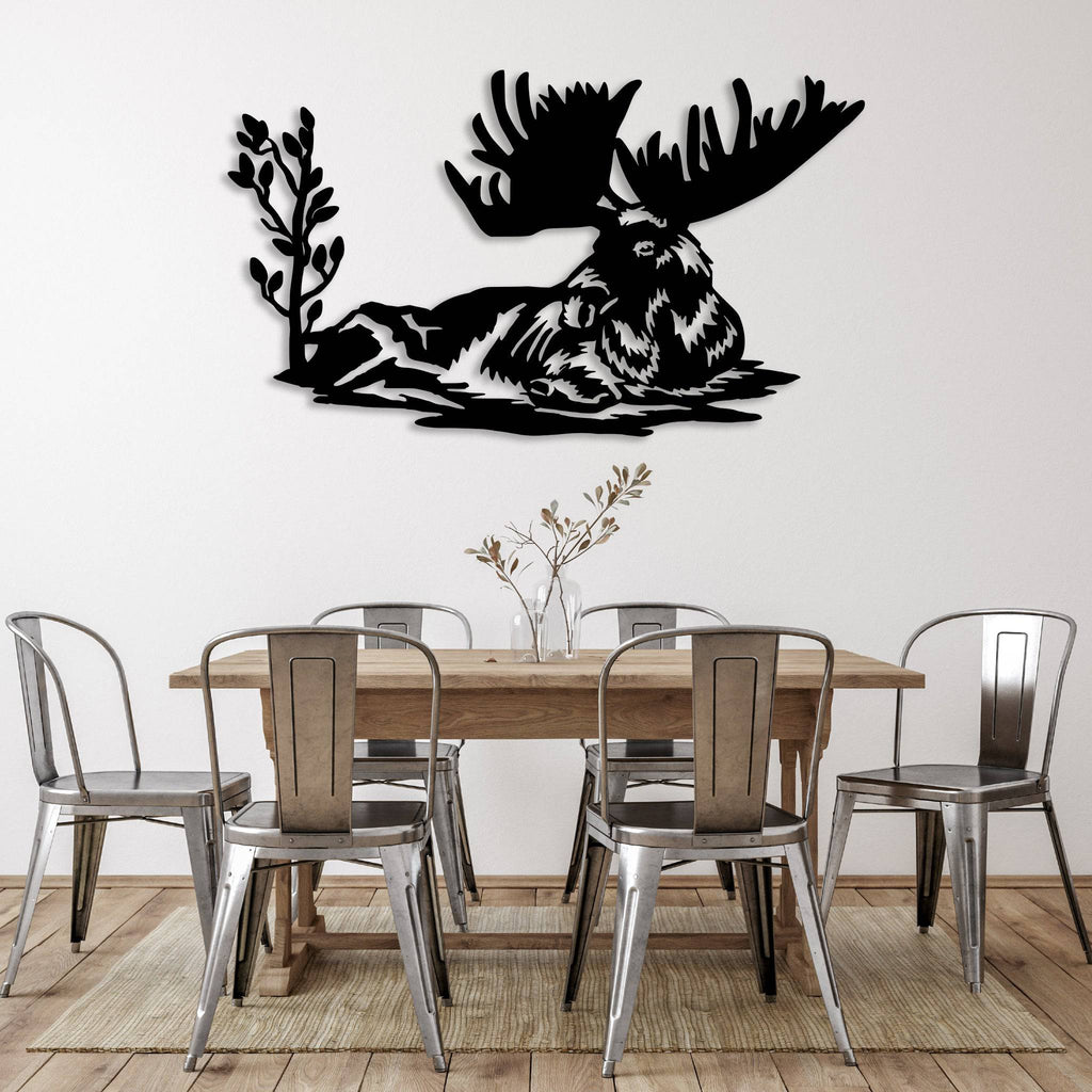 Laying Moose - Metal Wall Art