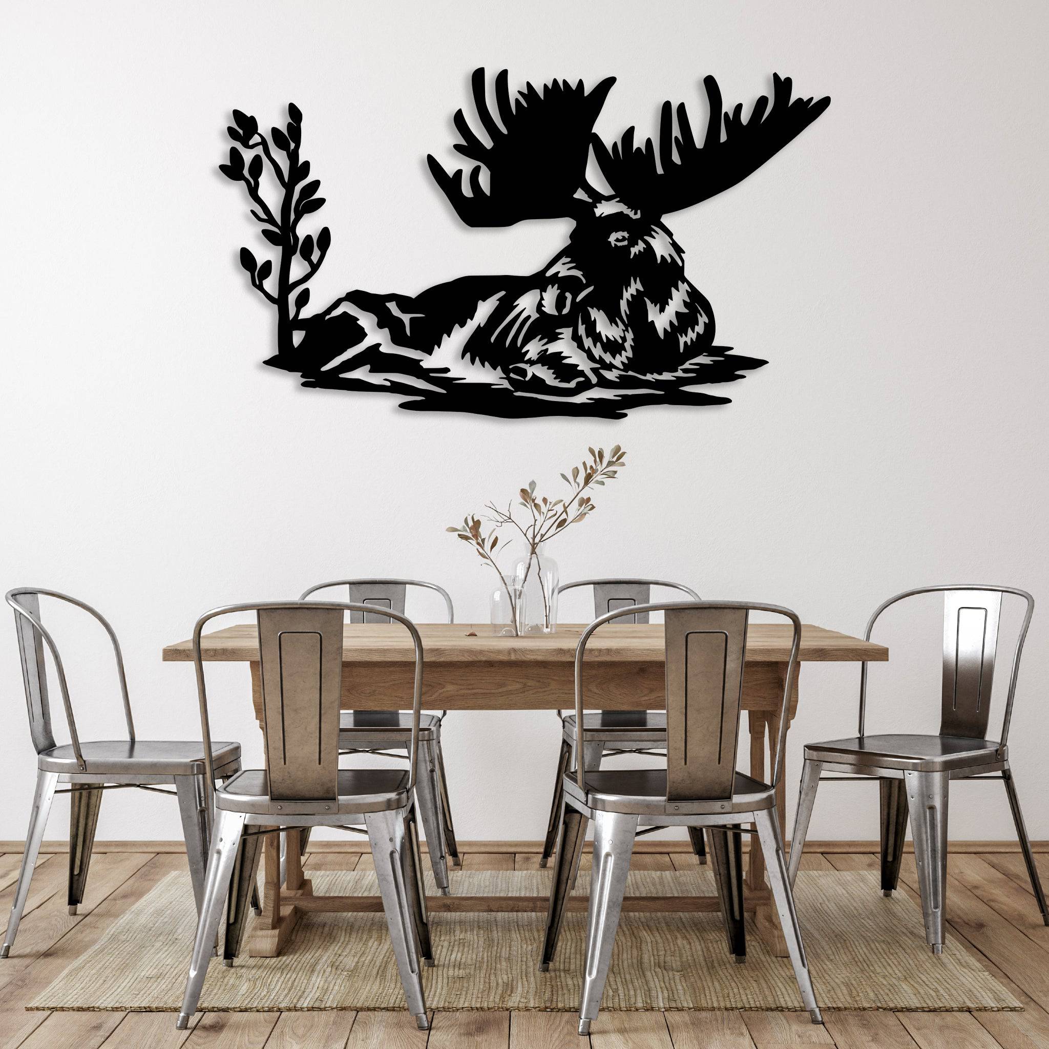 Laying Moose - Metal Wall Art