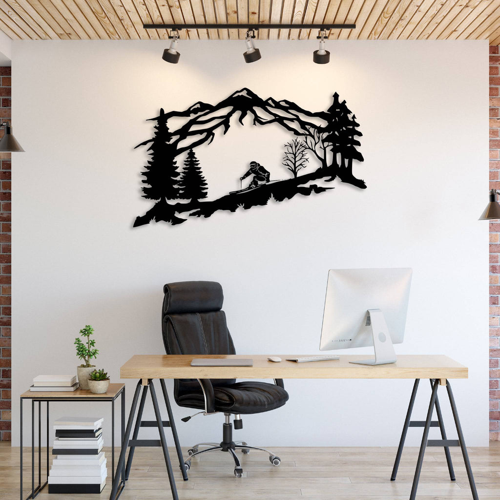 Mountain Skier - Metal Wall Art
