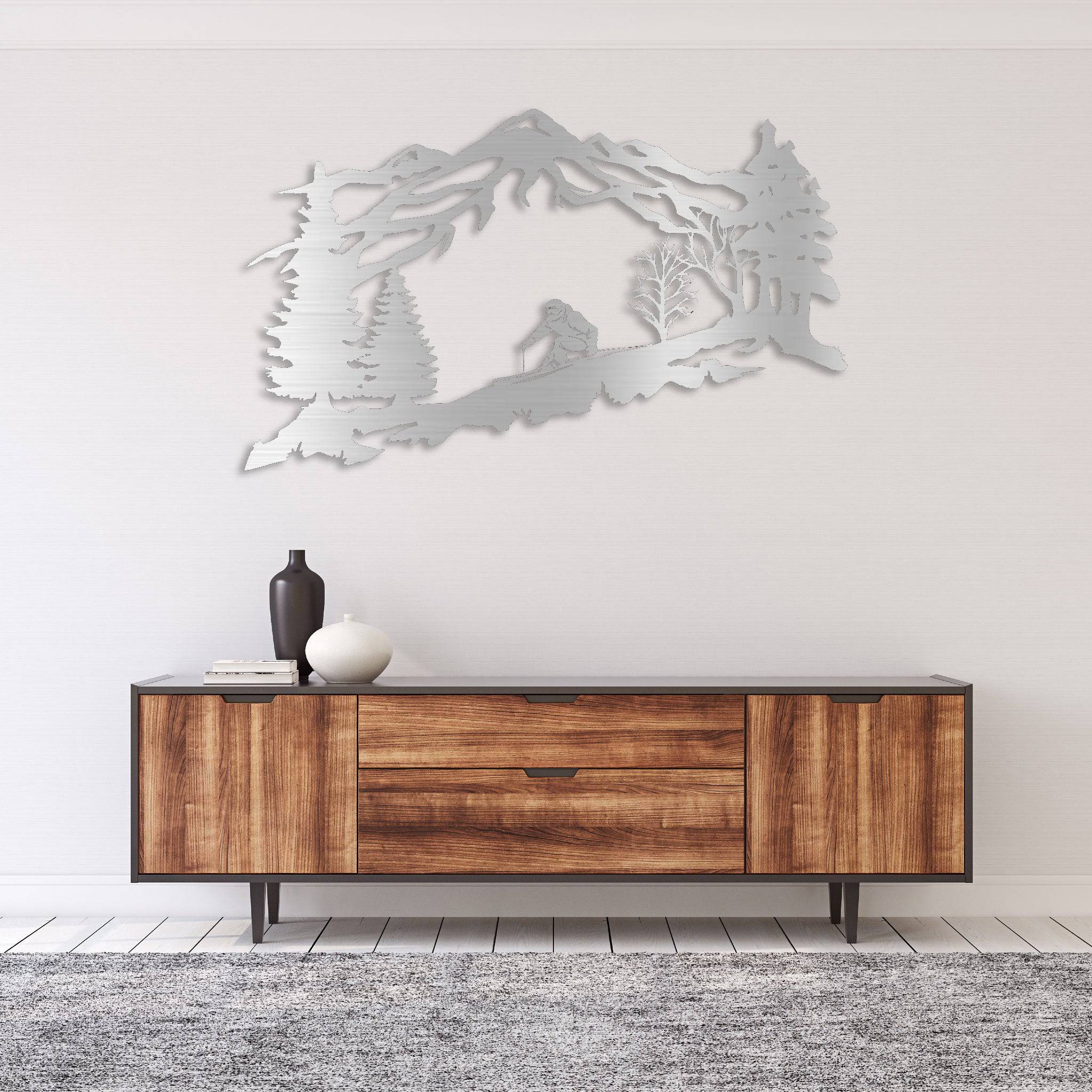Mountain Skier - Metal Wall Art