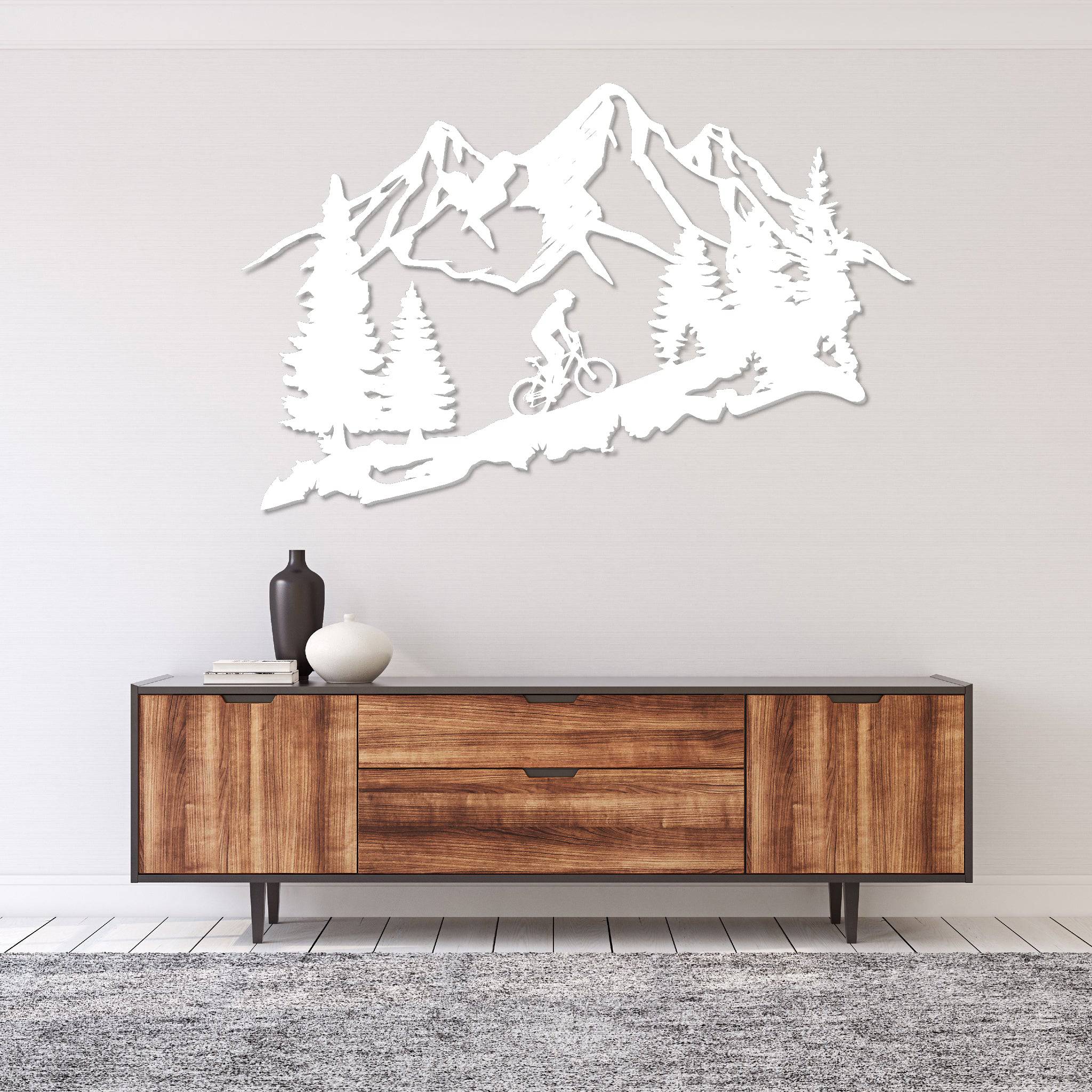 Standing Mountain Biker - Metal Wall Art