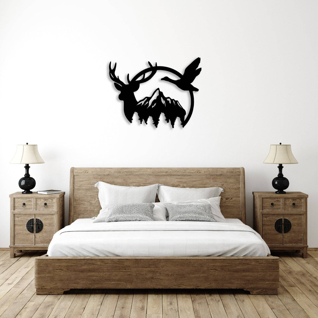 Duck & Deer Mountain - Metal Wall Art