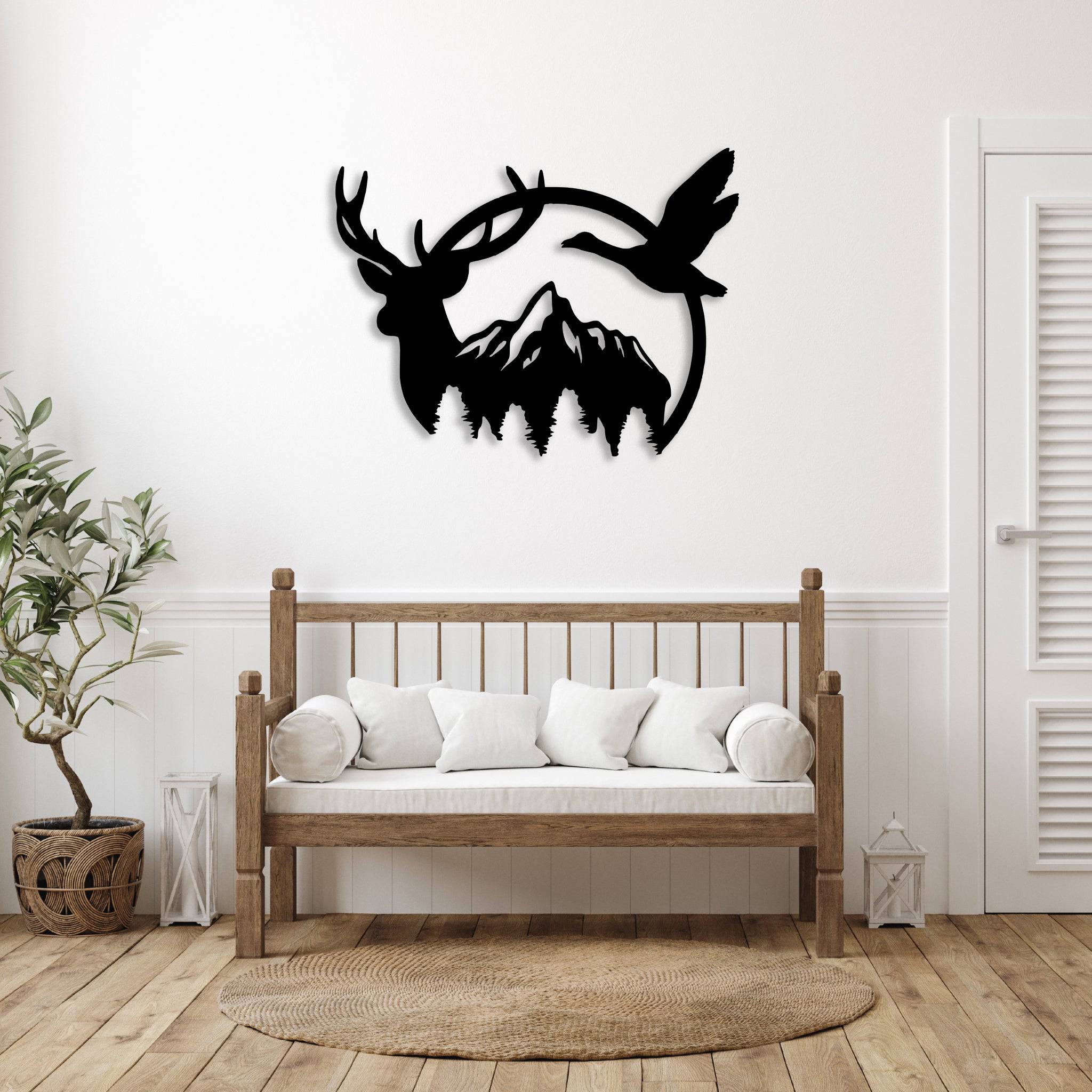 Duck & Deer Mountain - Metal Wall Art