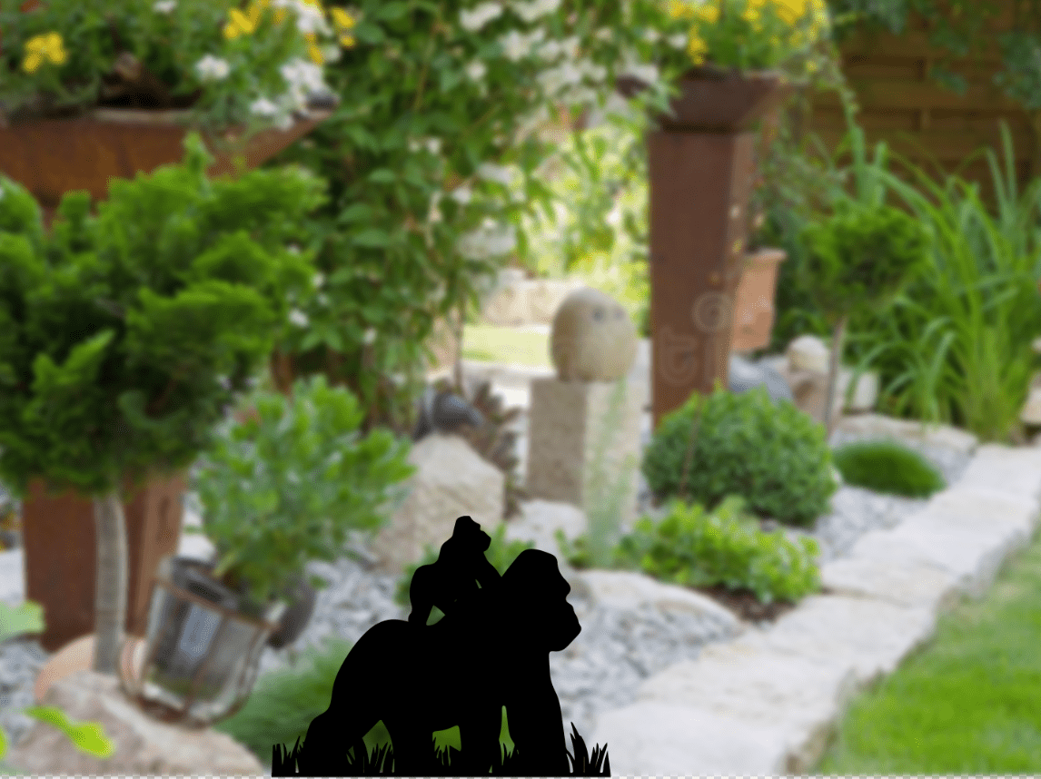 Gorillas Garden Stakes - Metal Art