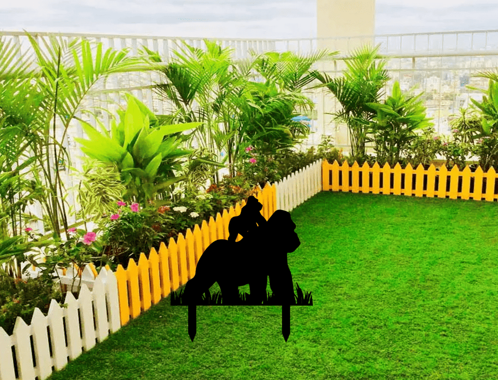 Gorillas Garden Stakes - Metal Art
