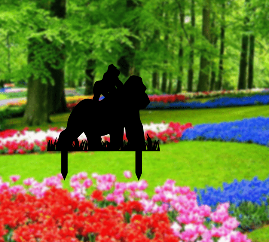 Gorillas Garden Stakes - Metal Art