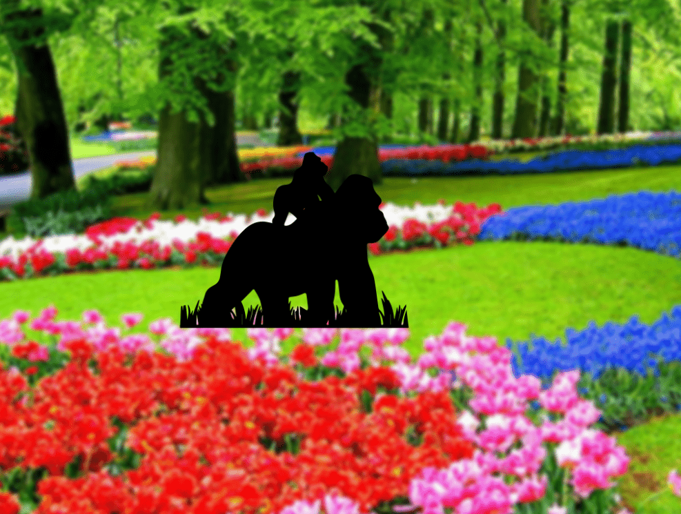 Gorillas Garden Stakes - Metal Art