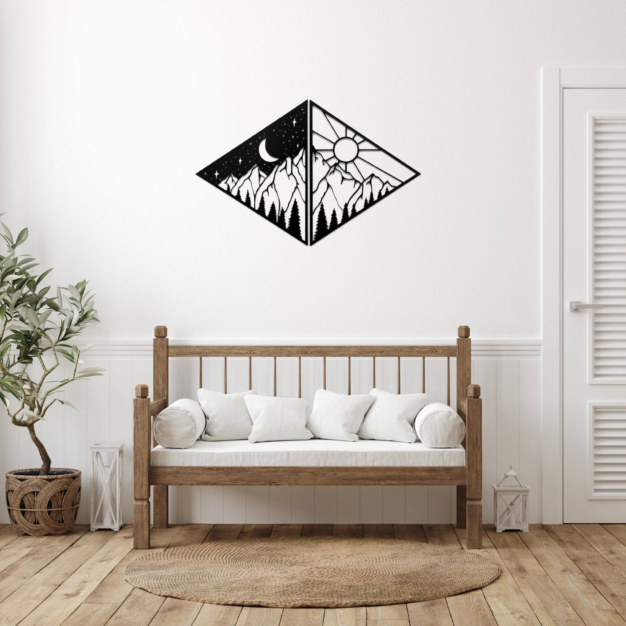 Day and Night Mountains - Metal Wall Art