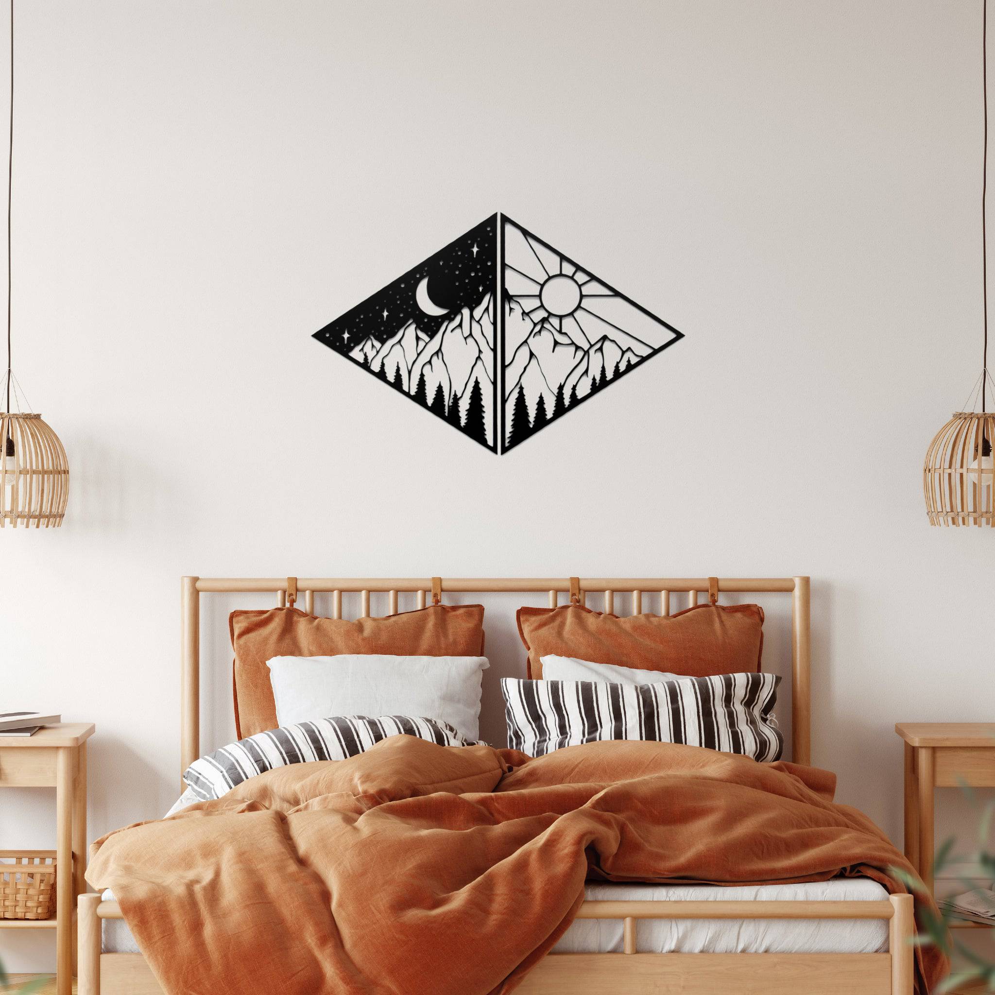 Day and Night Mountains - Metal Wall Art