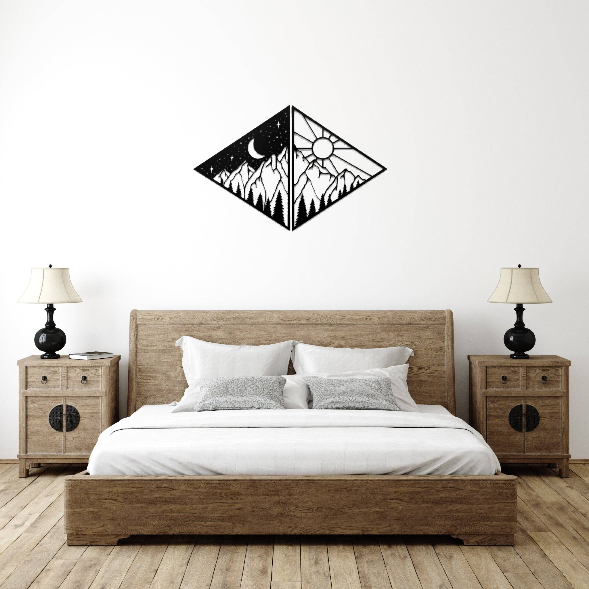 Day and Night Mountains - Metal Wall Art