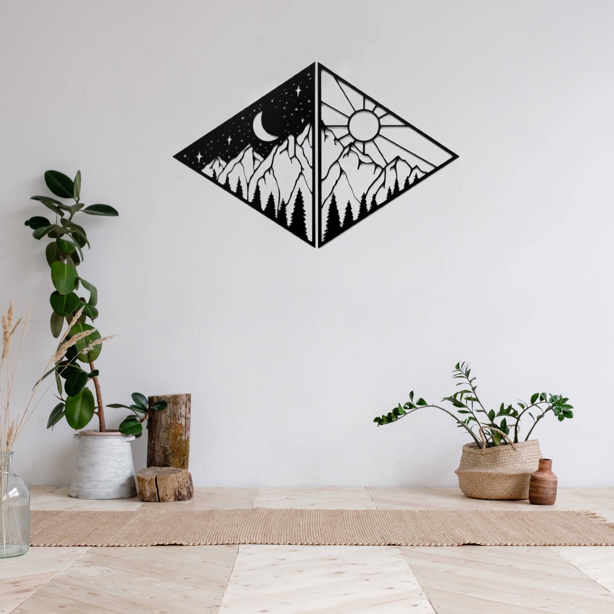 Day and Night Mountains - Metal Wall Art