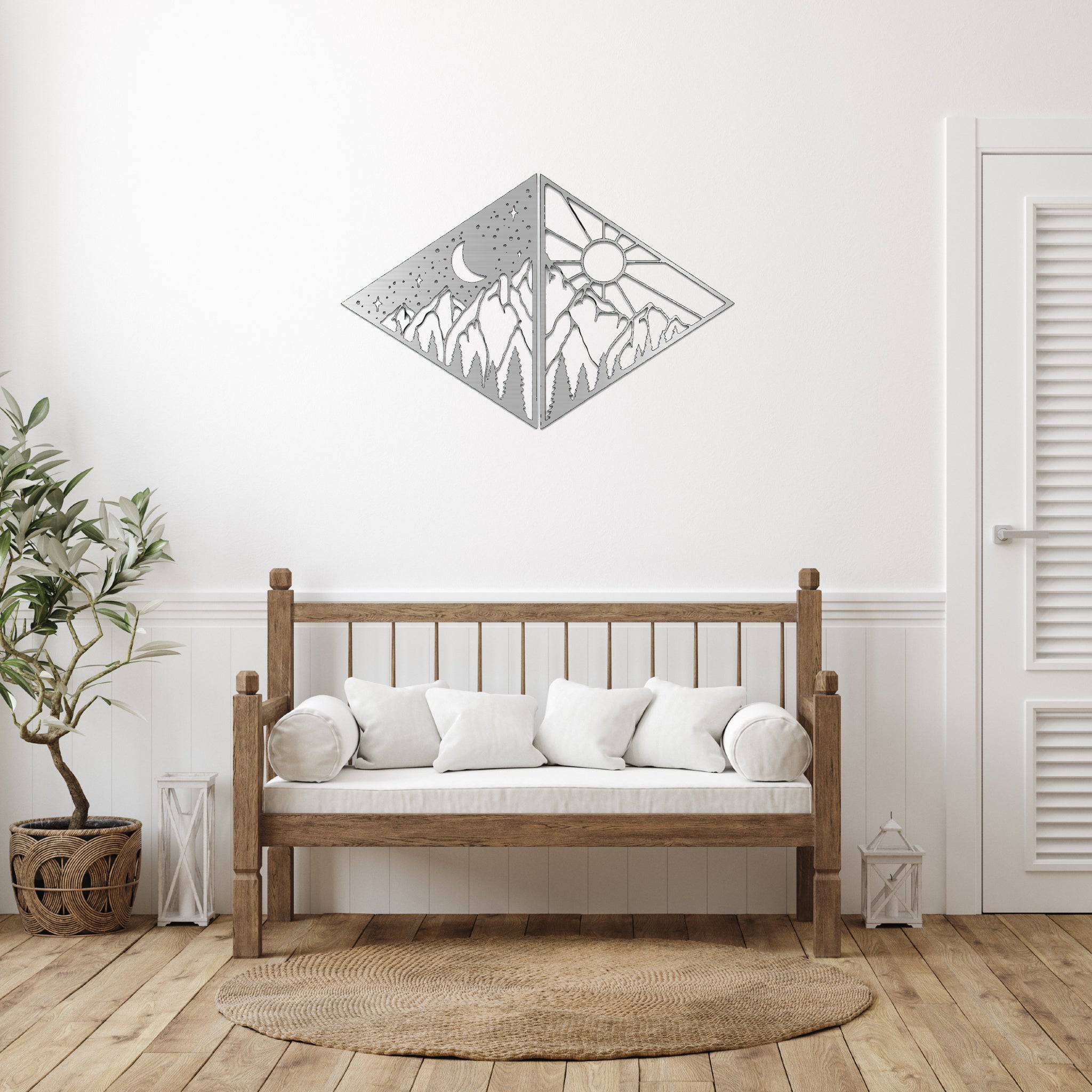 Day and Night Mountains - Metal Wall Art