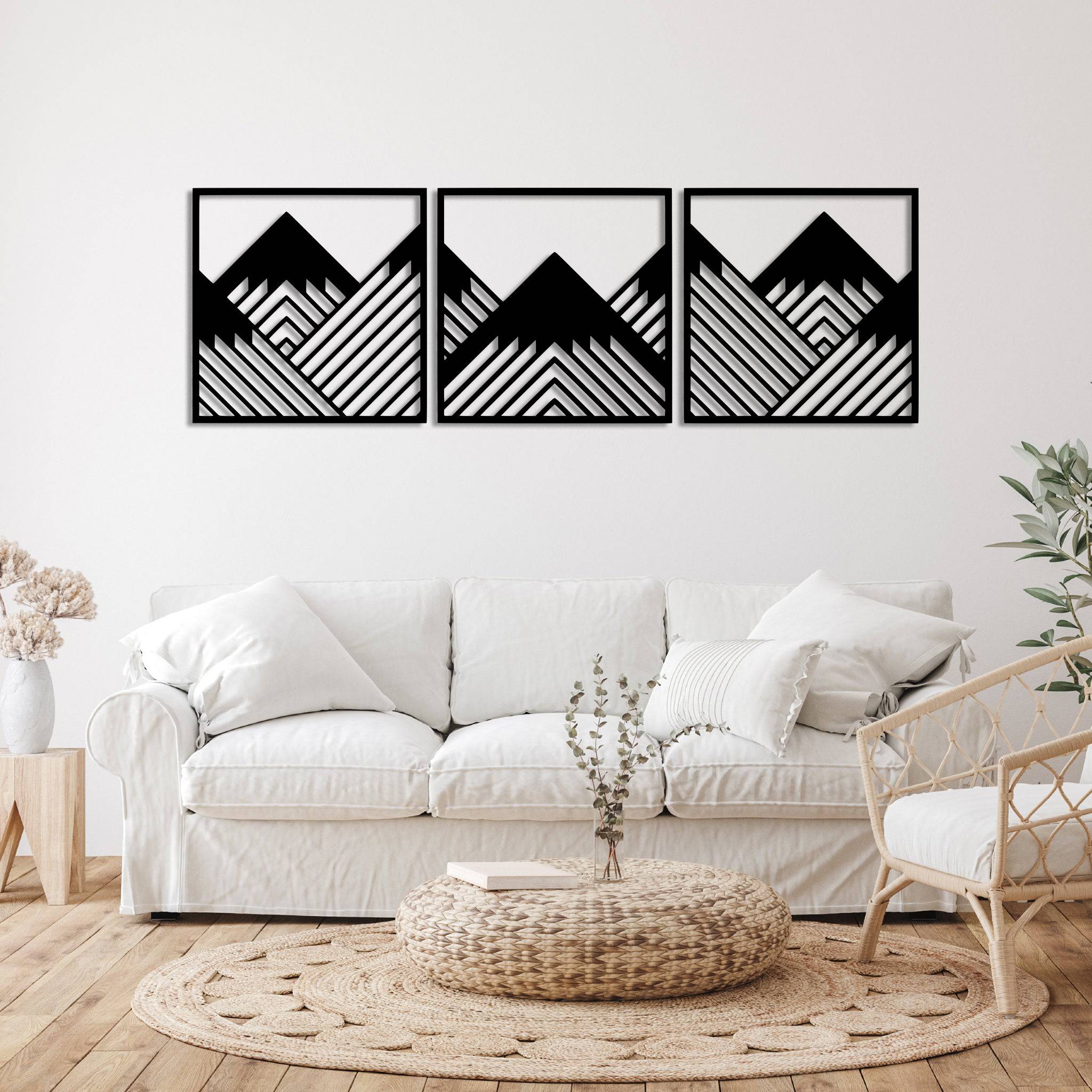 Geometric Mountains (3 Piece) - Metal Wall Art