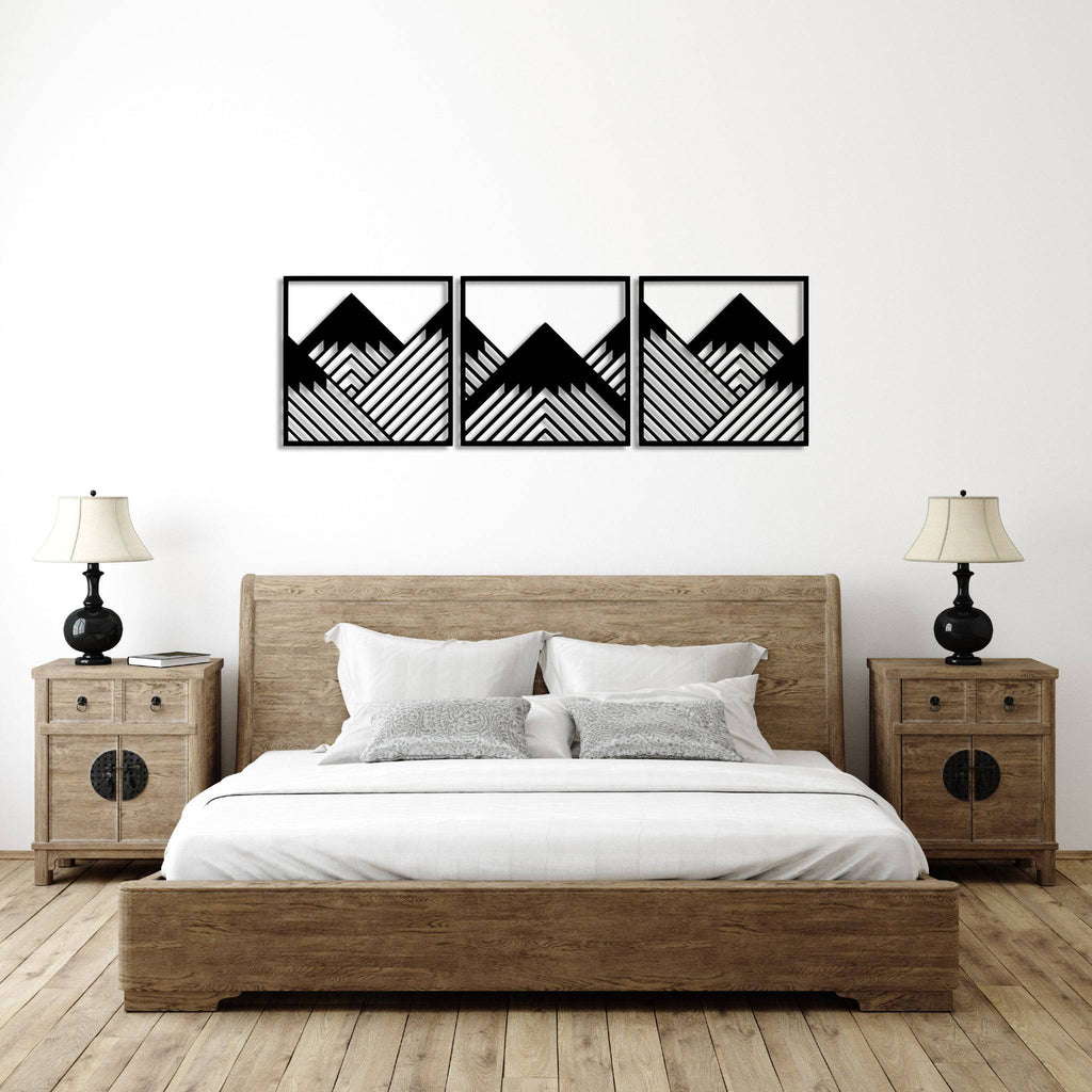 Geometric Mountains (3 Piece) - Metal Wall Art
