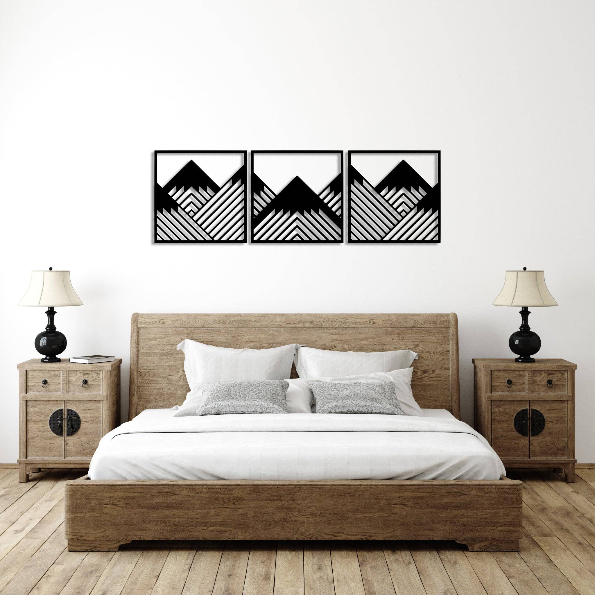 Geometric Mountains (3 Piece) - Metal Wall Art