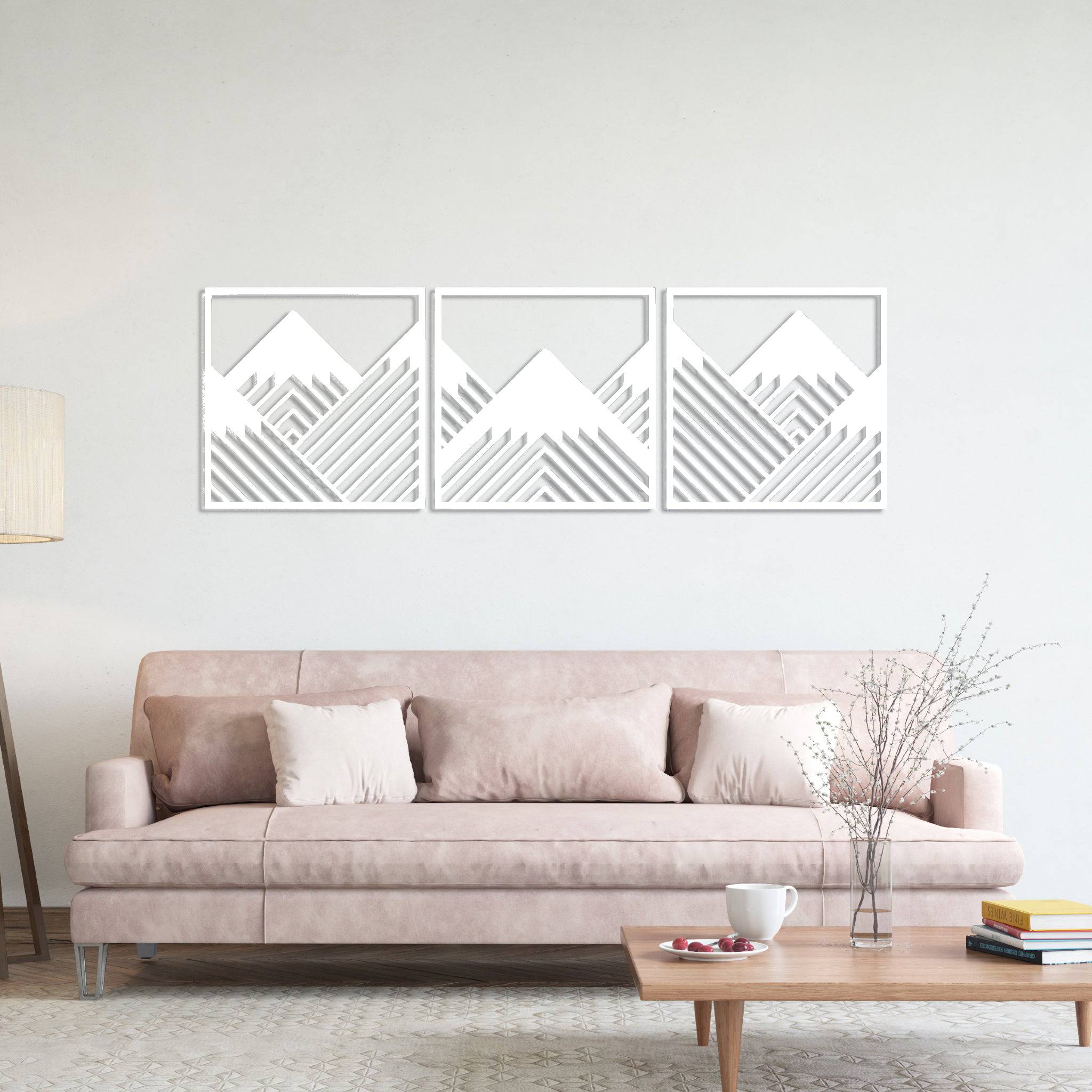 Geometric Mountains (3 Piece) - Metal Wall Art