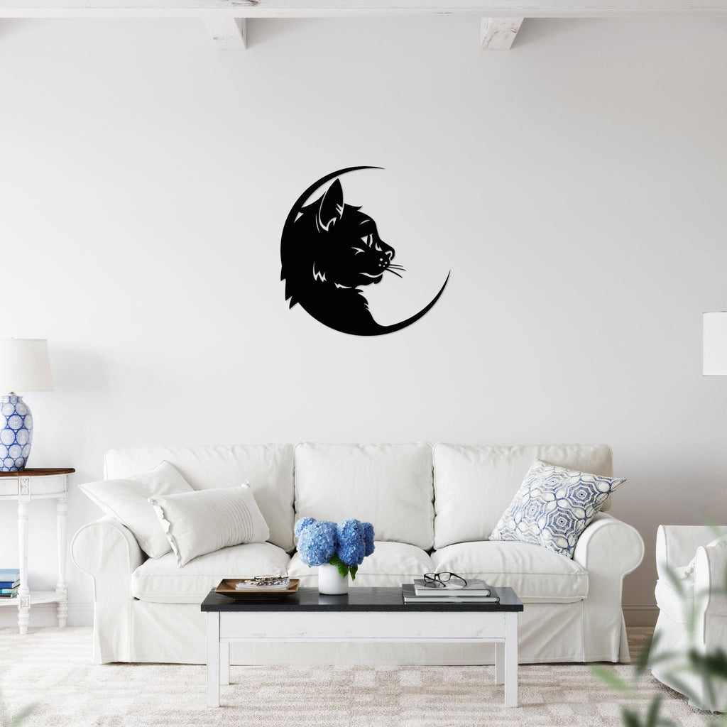 Cat Moon - Metal Wall Art