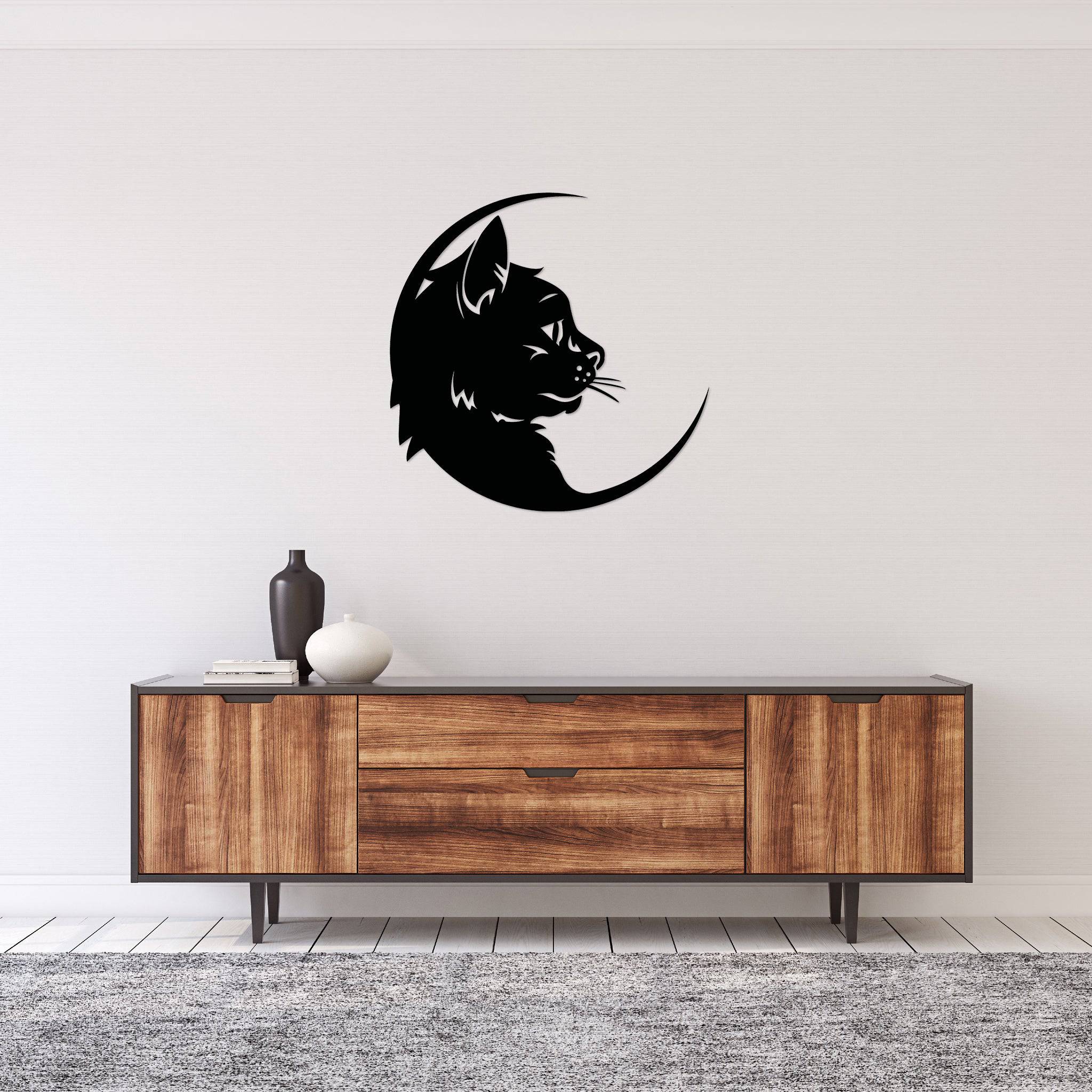 Cat Moon - Metal Wall Art