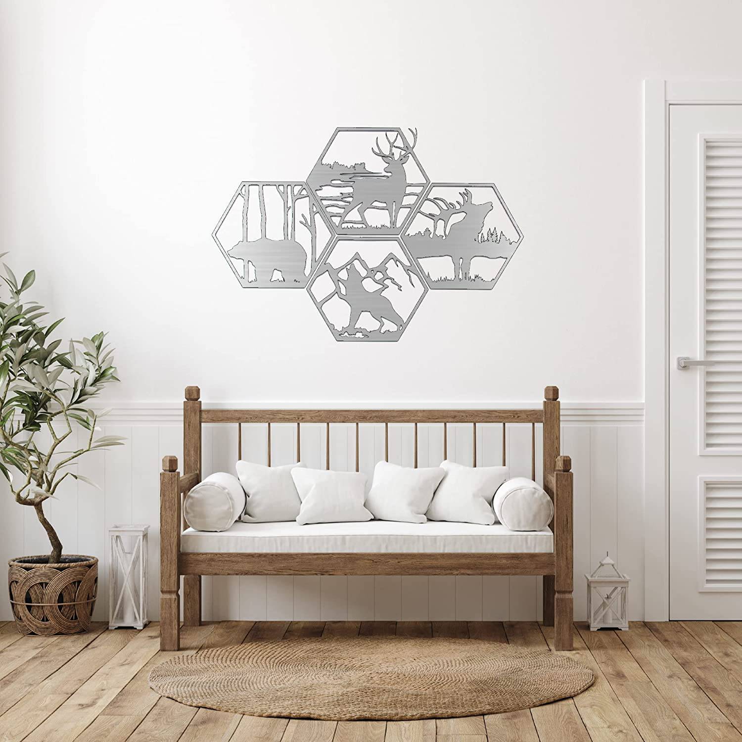 Four Wildlife Hexagon's - Metal Wall Art