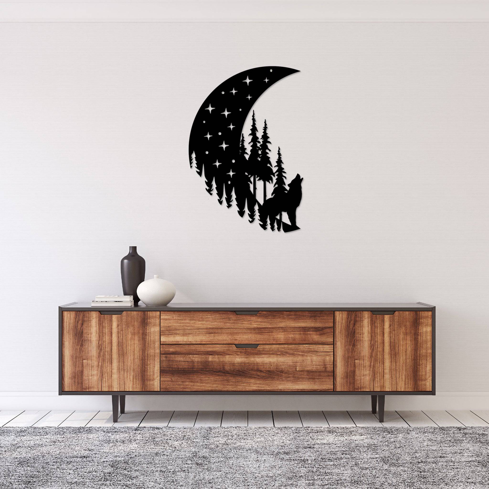 Howling Moon - Metal Wall Art
