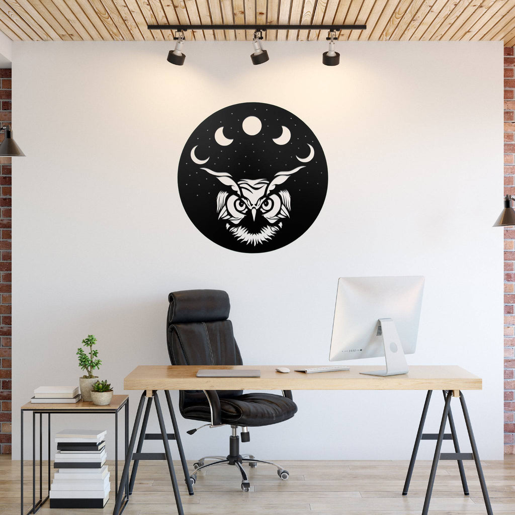 Moon Owl - Metal Wall Art