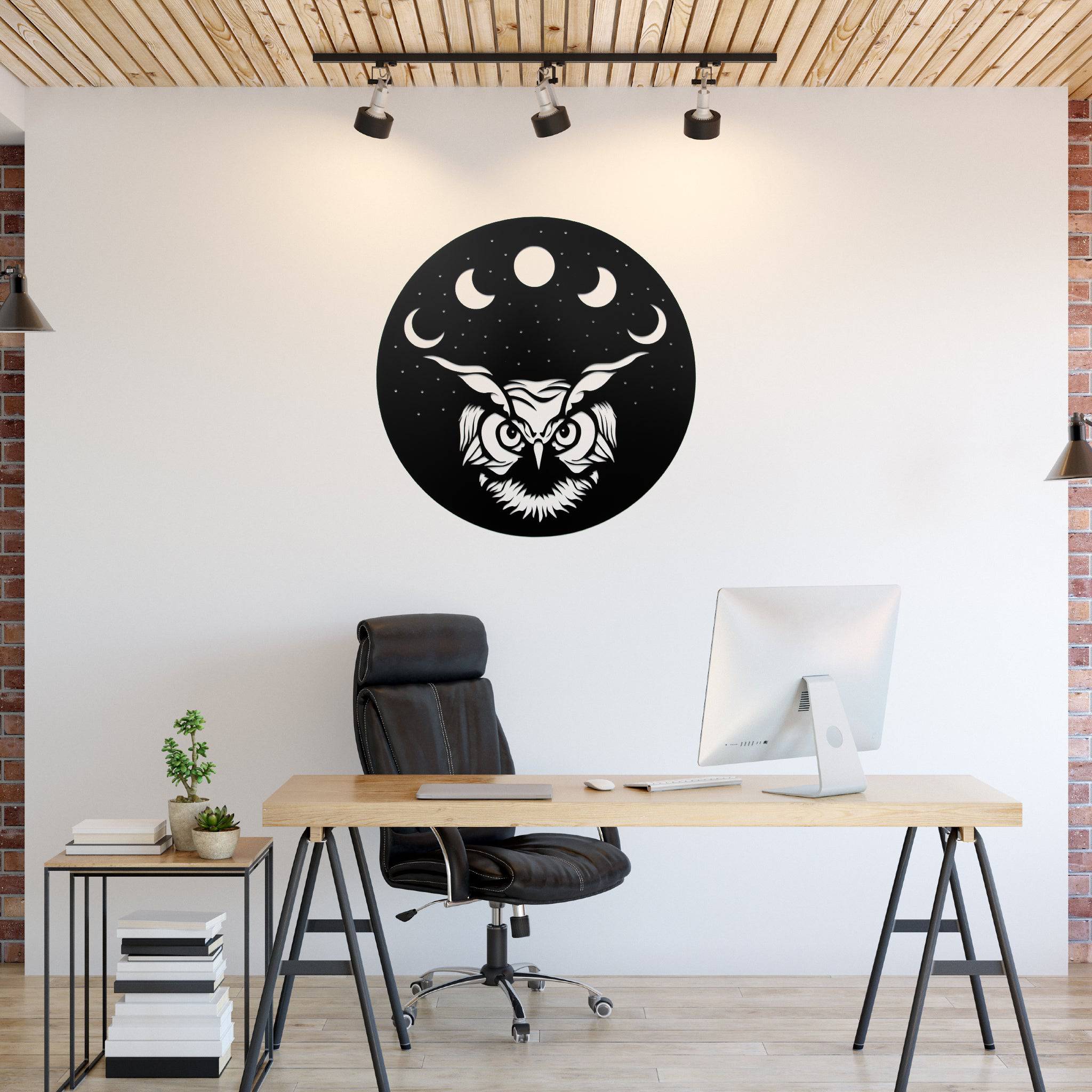 Moon Owl - Metal Wall Art