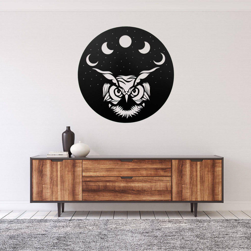 Moon Owl - Metal Wall Art
