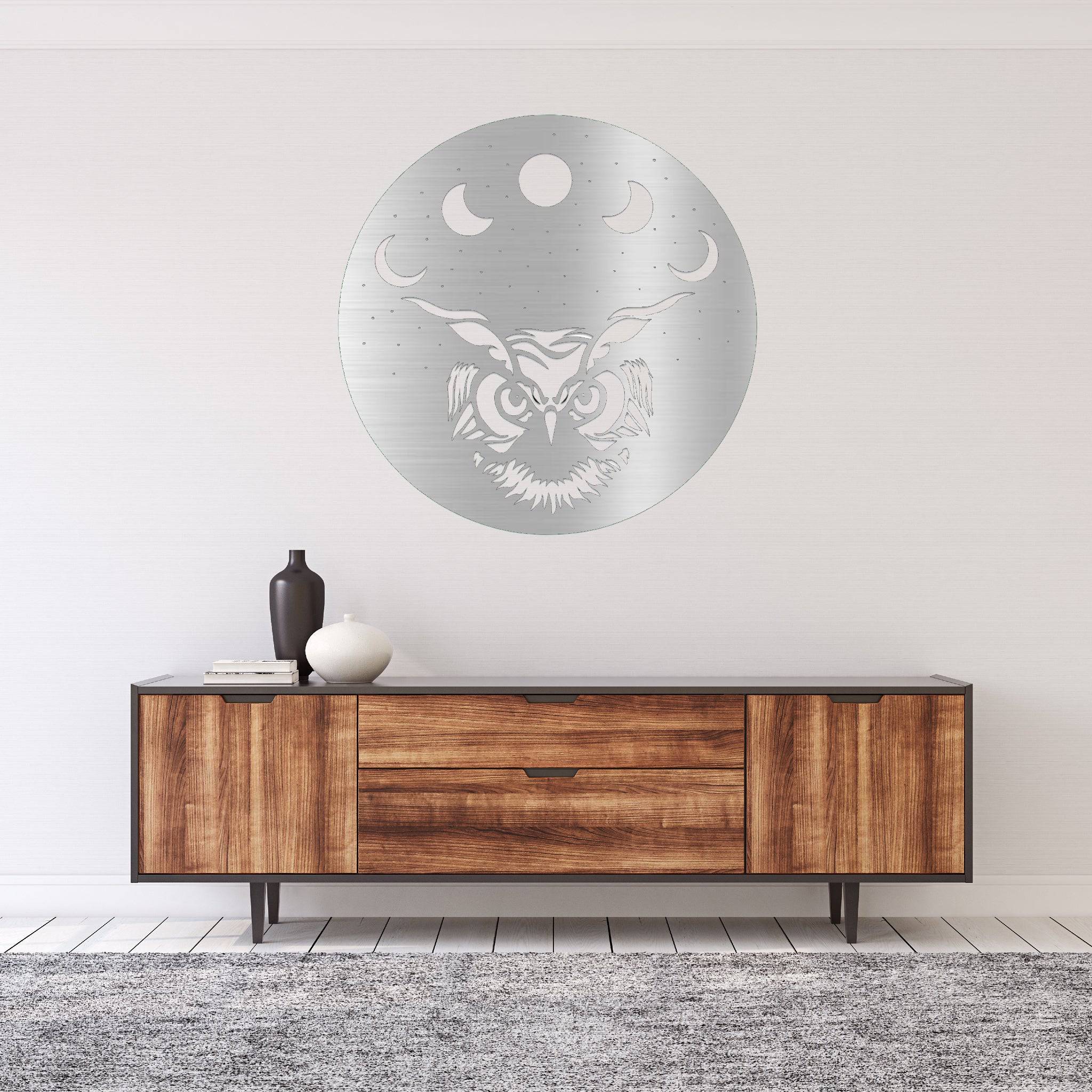 Moon Owl - Metal Wall Art