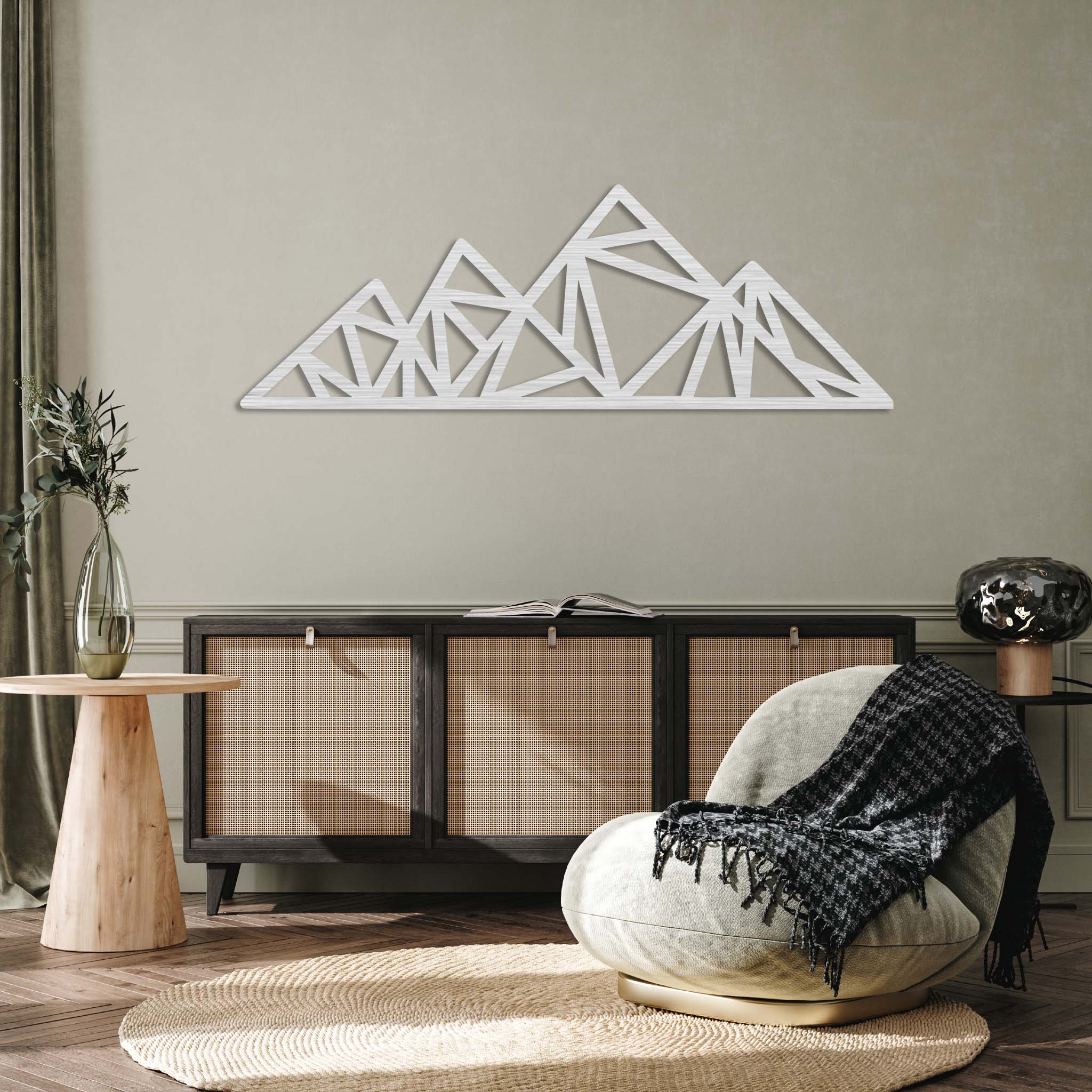 Geometric Triangle Mountains - Metal Wall Art