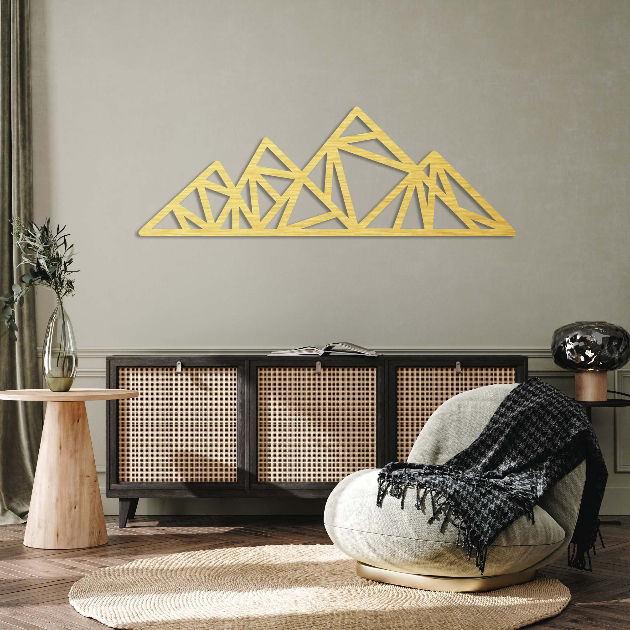 Geometric Triangle Mountains - Metal Wall Art