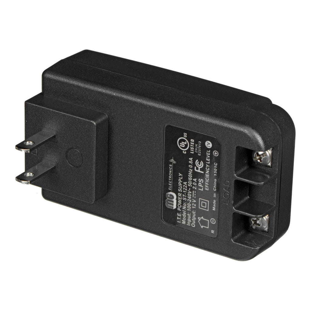 MG Electronics ST-122A 12VDC 2A Wall Power Supply with Screw Terminals - Black
