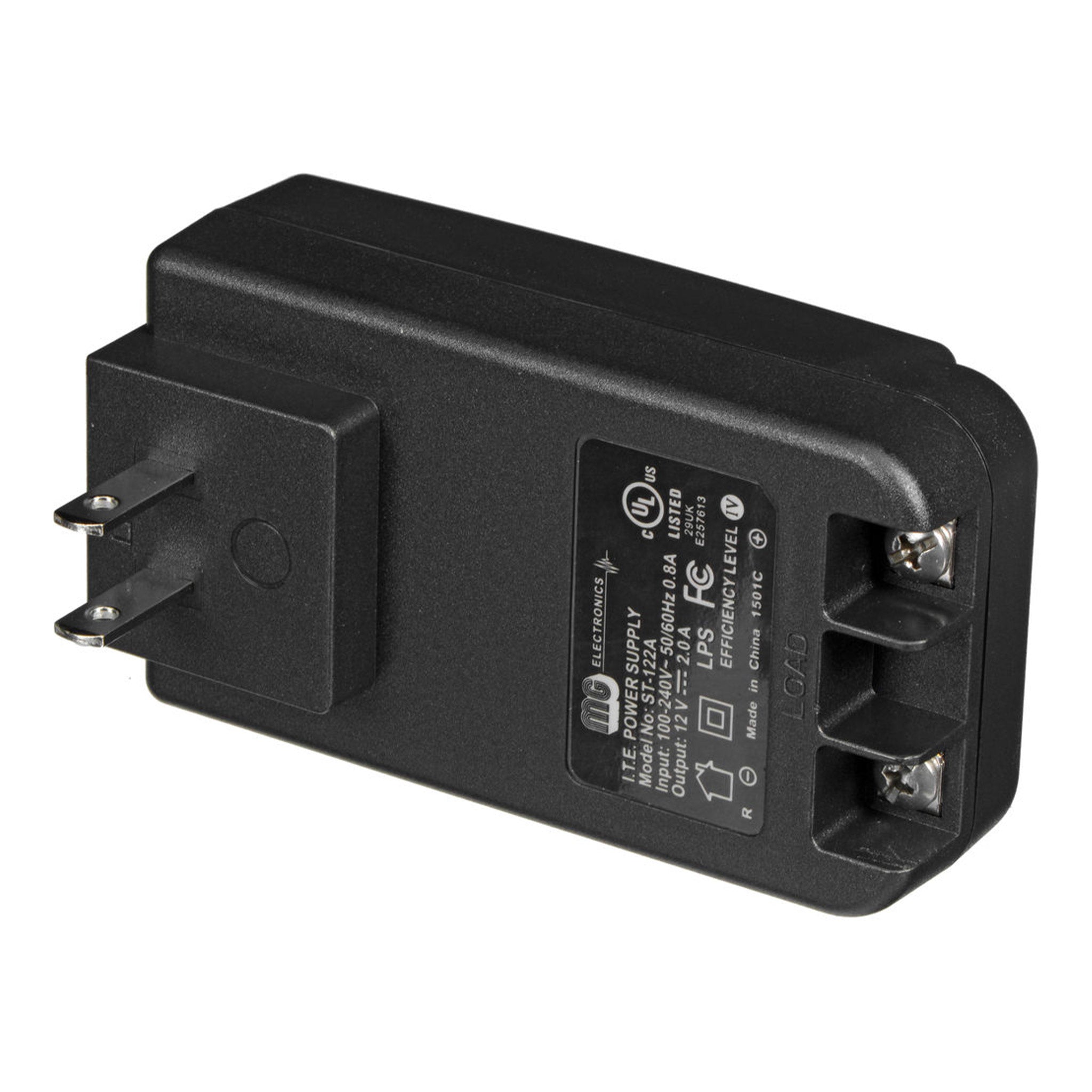 MG Electronics ST-122A 12VDC 2A Wall Power Supply with Screw Terminals - Black