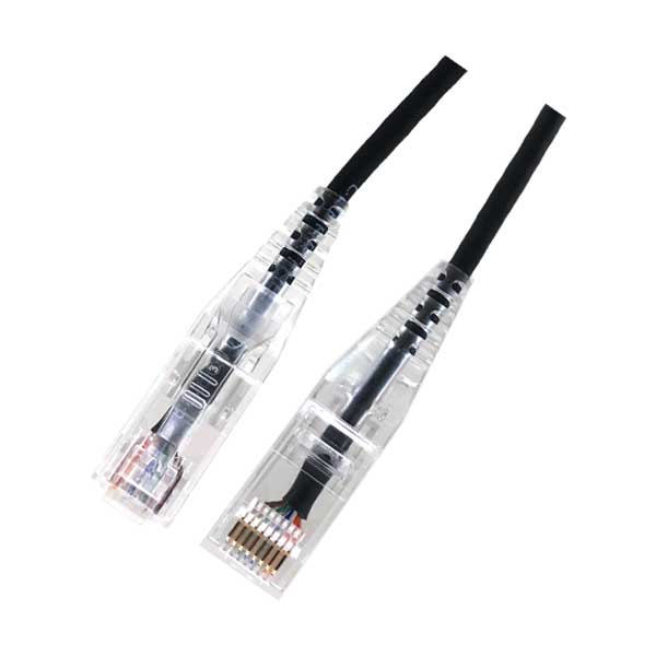 Micro Connectors 25ft CAT 6A 10 Gbps UTP 28 AWG Ultra Slim Ethernet Cable - Black (E09-025B-SLIM)