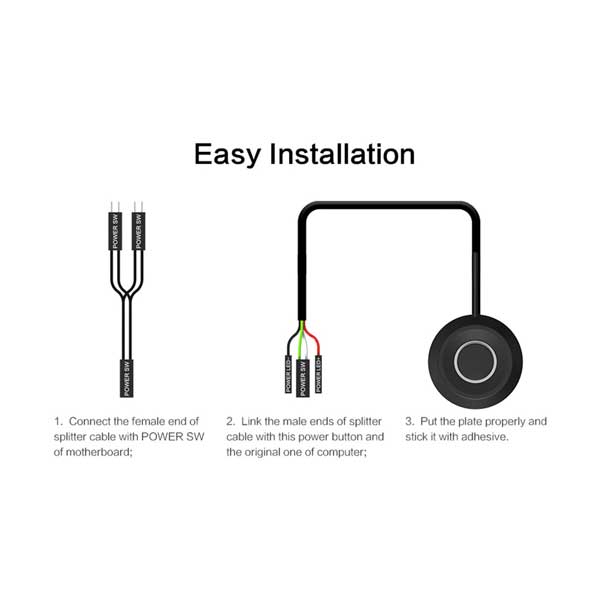 Micro Connectors 6ft Power Switch On/Off Button Cable For Desktop Computer (MSP-PCPWRB)