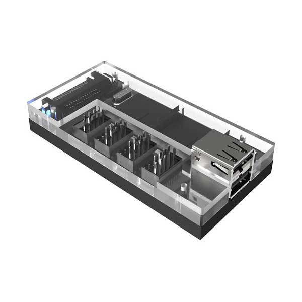 Micro Connectors Acrylic Internal USB 2.0 Hub with Magnetic Base (S08-303-IA)
